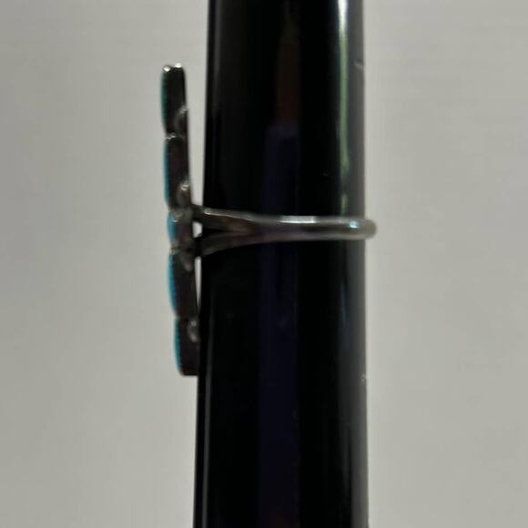 Vintage 1970's Sterling Petit Point Turquoise Ring - Picture 3 of 7